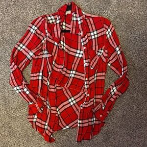 Lucky Brand Red and Black Plaid Shirt
